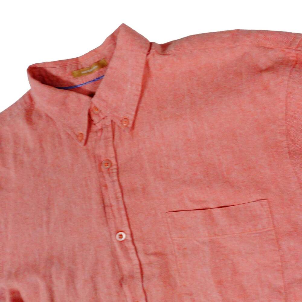 Bruno Washable Linen Pink Tropical Vacation Breathable Button Up Shirt XL